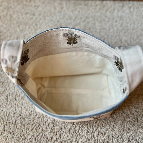 Prince of Wales Feathers Fabric Denim Soft Fabric Storage Basket - Picture 3 of 5